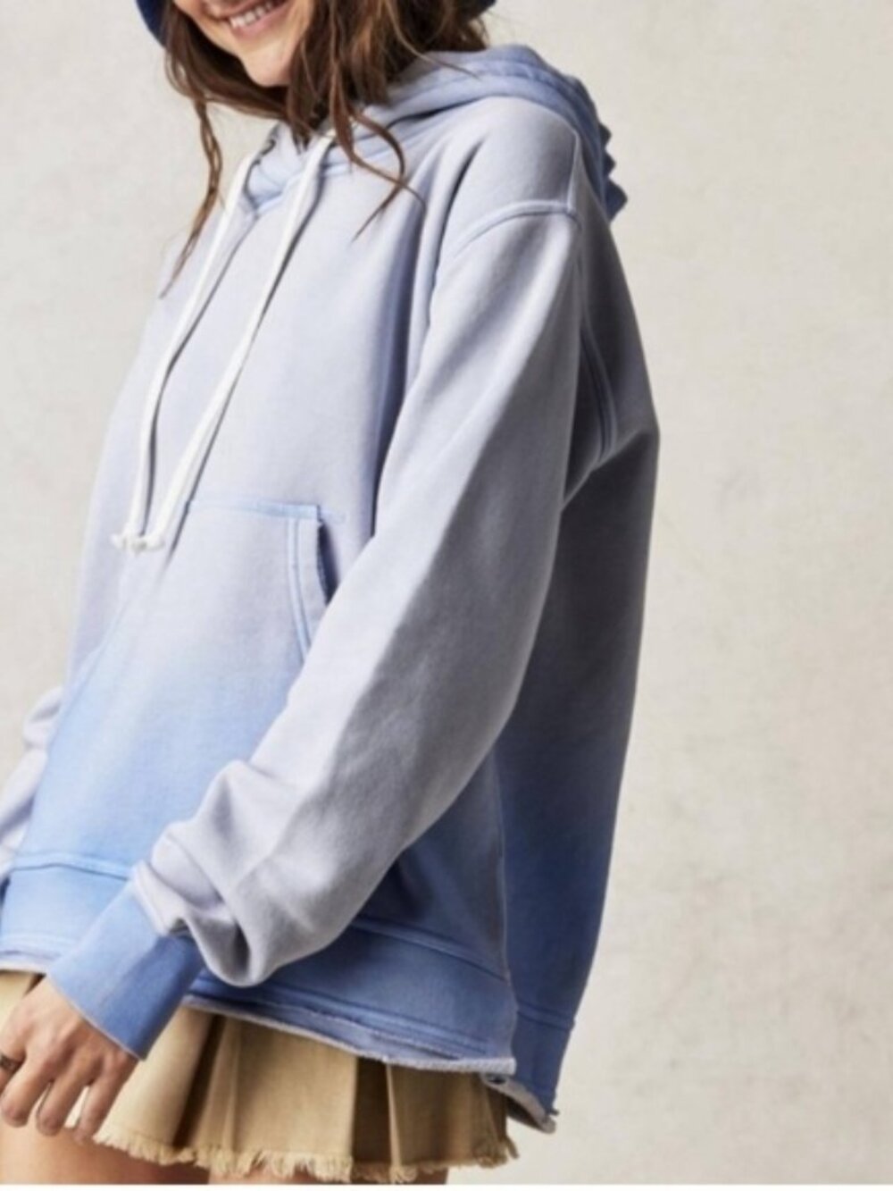 Free People We The Free Zuma Hoodie Chambray Sky Oversized Small blue lilac - Picture 2 of 6